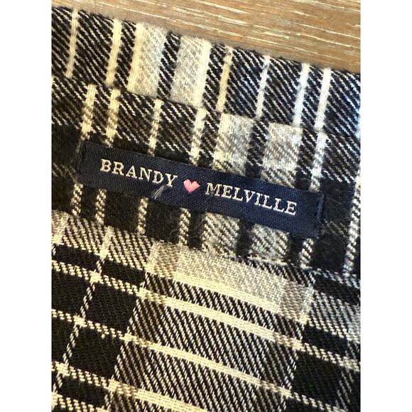 BRANDY MELVILLE black/white Flannel Button Down Shirt - Picture 6 of 9